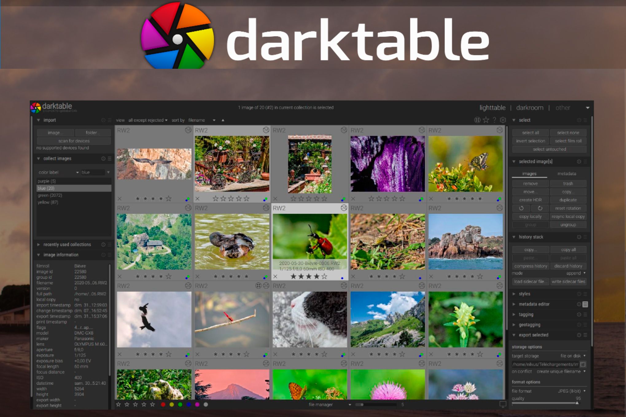 Darktable como alternativa al Convertidor de imágenes RAW de Canon..