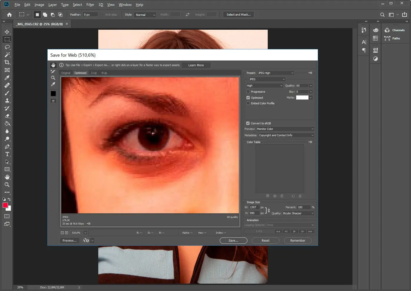 Convertir CR2 a JPEG con Photoshop..