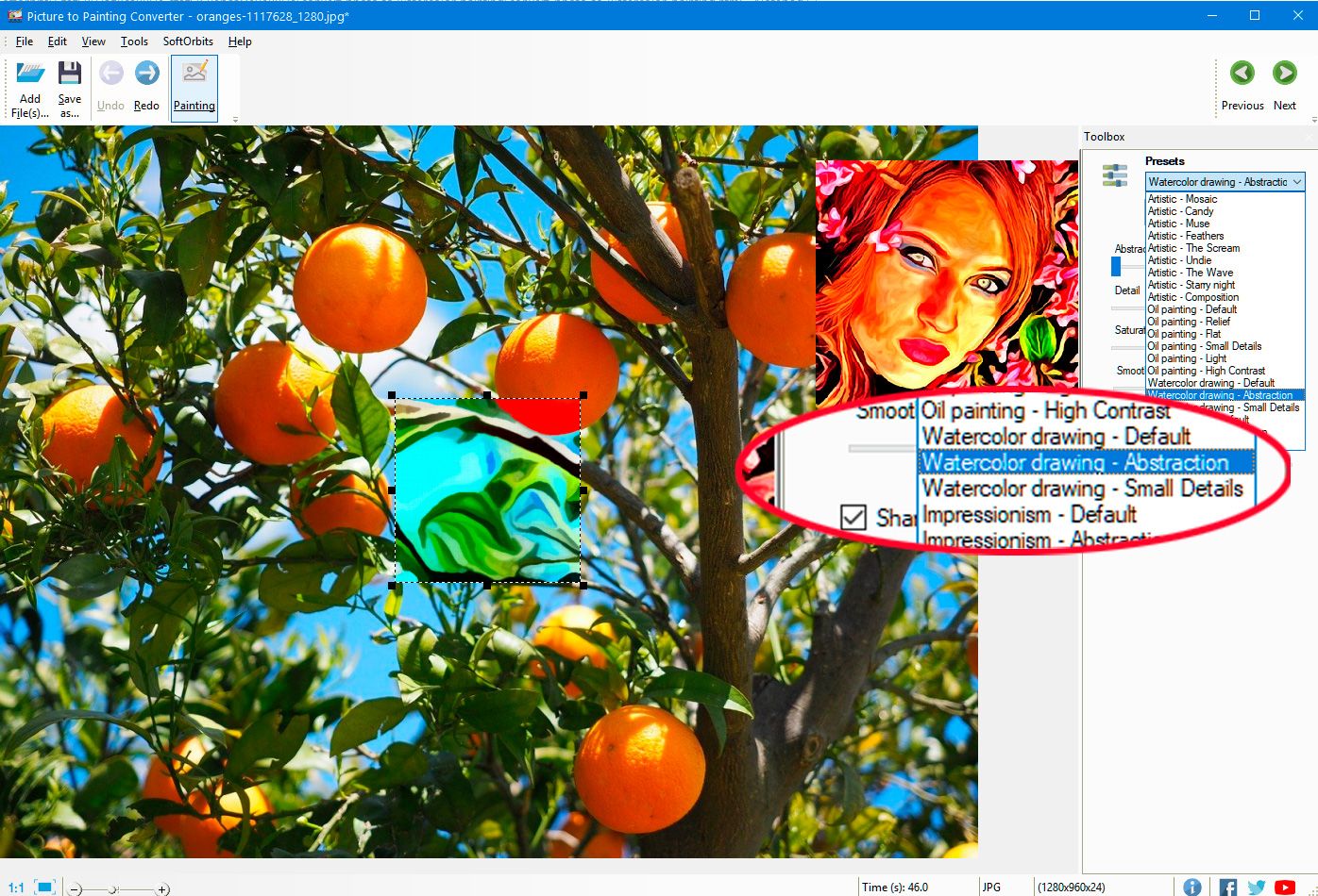 SoftOrbits Picture to Painting Converter - Capturas de pantalla..