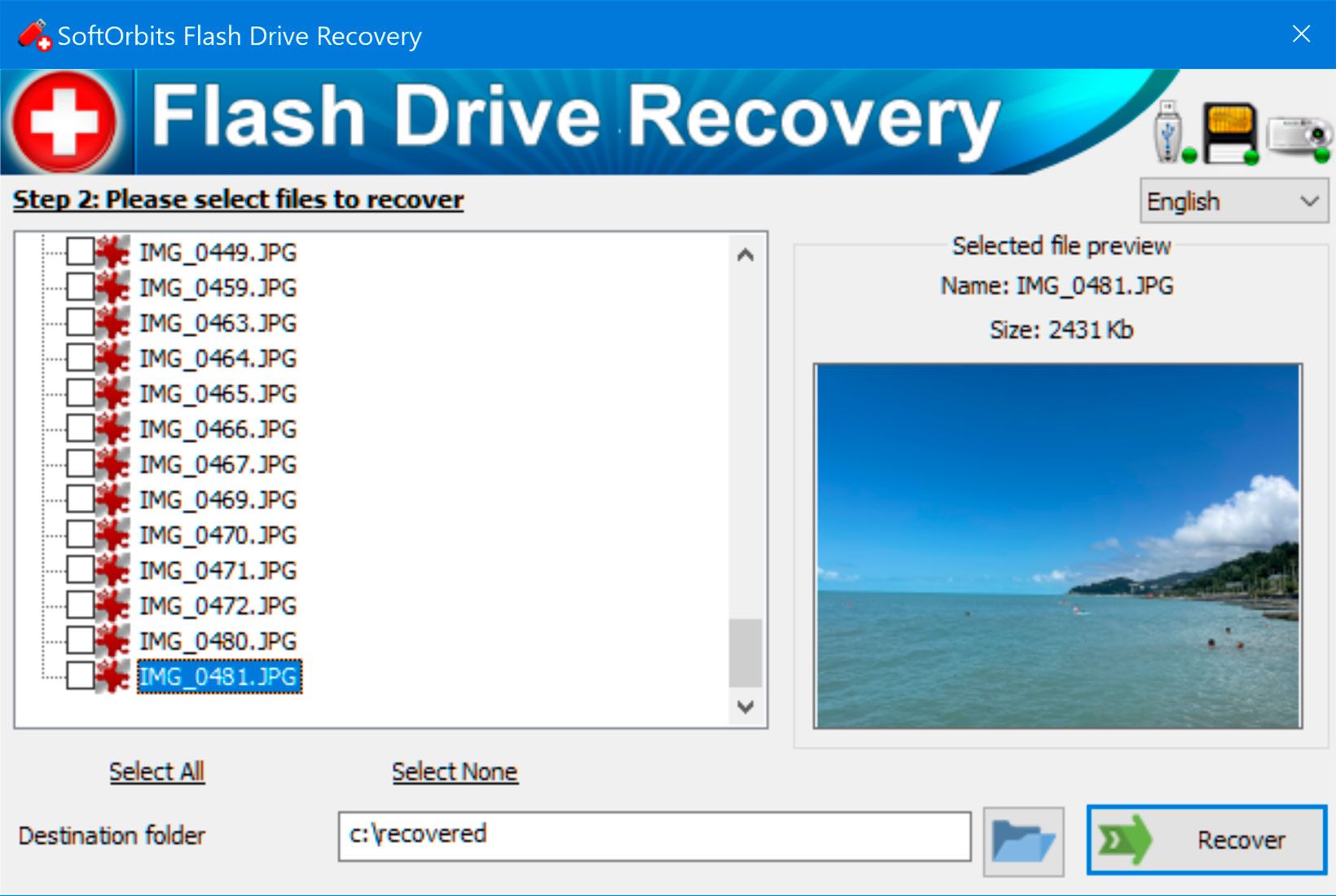 SoftOrbits Flash Drive Recovery Capturas de pantalla.