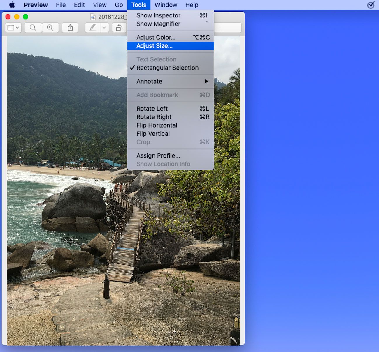 Ajustar el tamaño del archivo de imagen en MAC en MB o KB..
