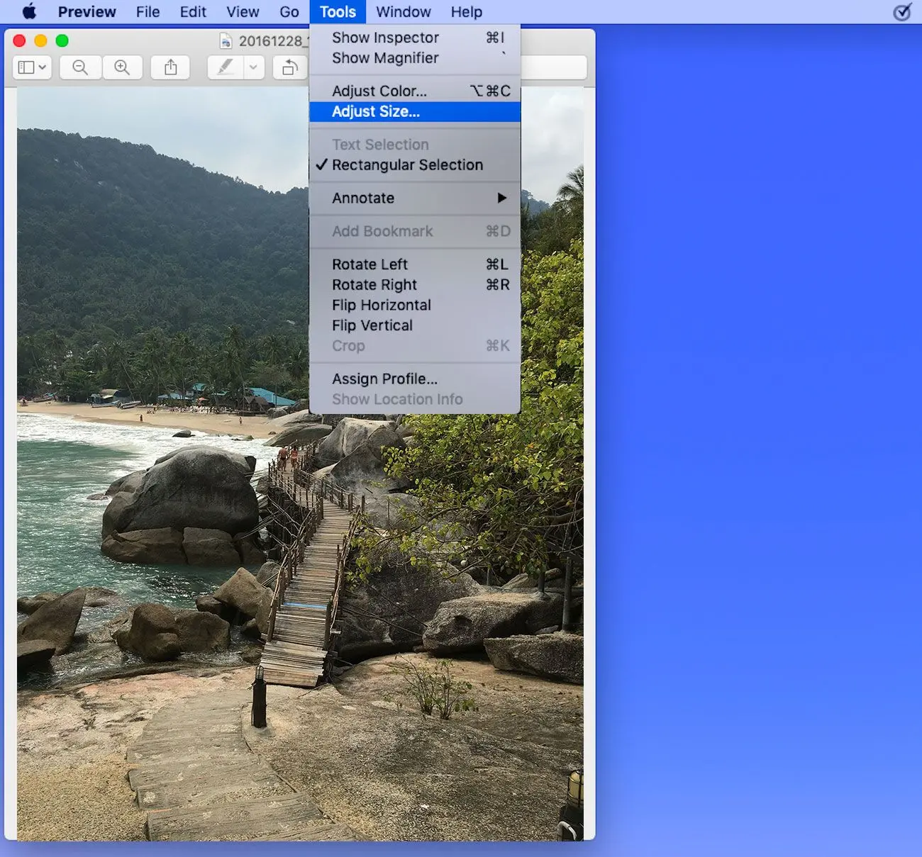 Ajuste el tamaño del archivo de imagen en MAC en MB o KB..