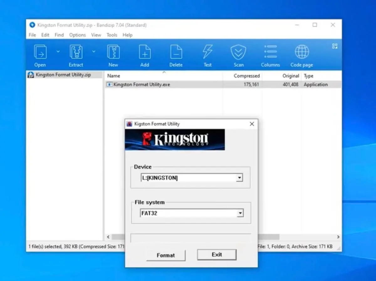 Herramienta de formato USB de Kingston..