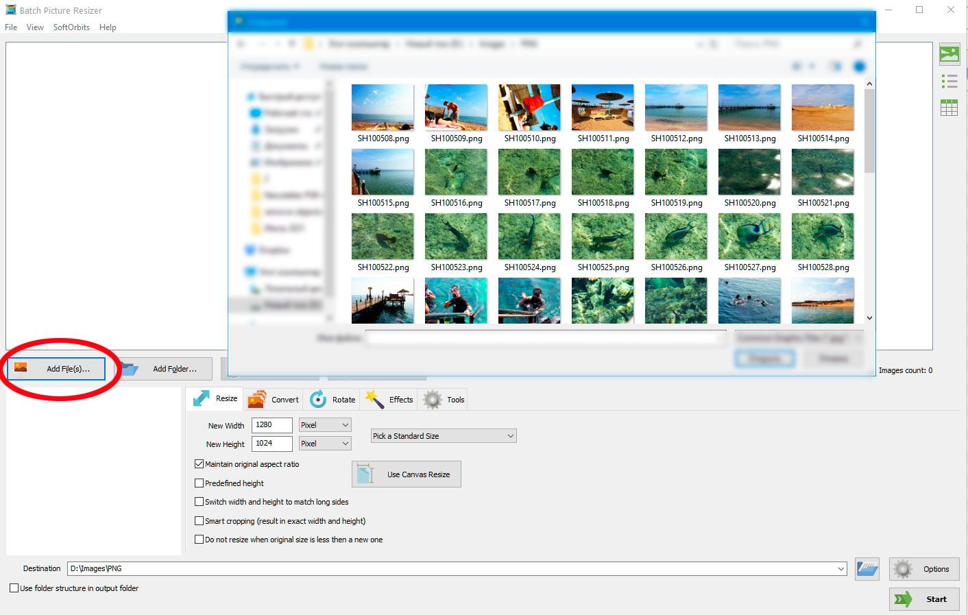 Añadir archivos PNG para convertir a BMP..