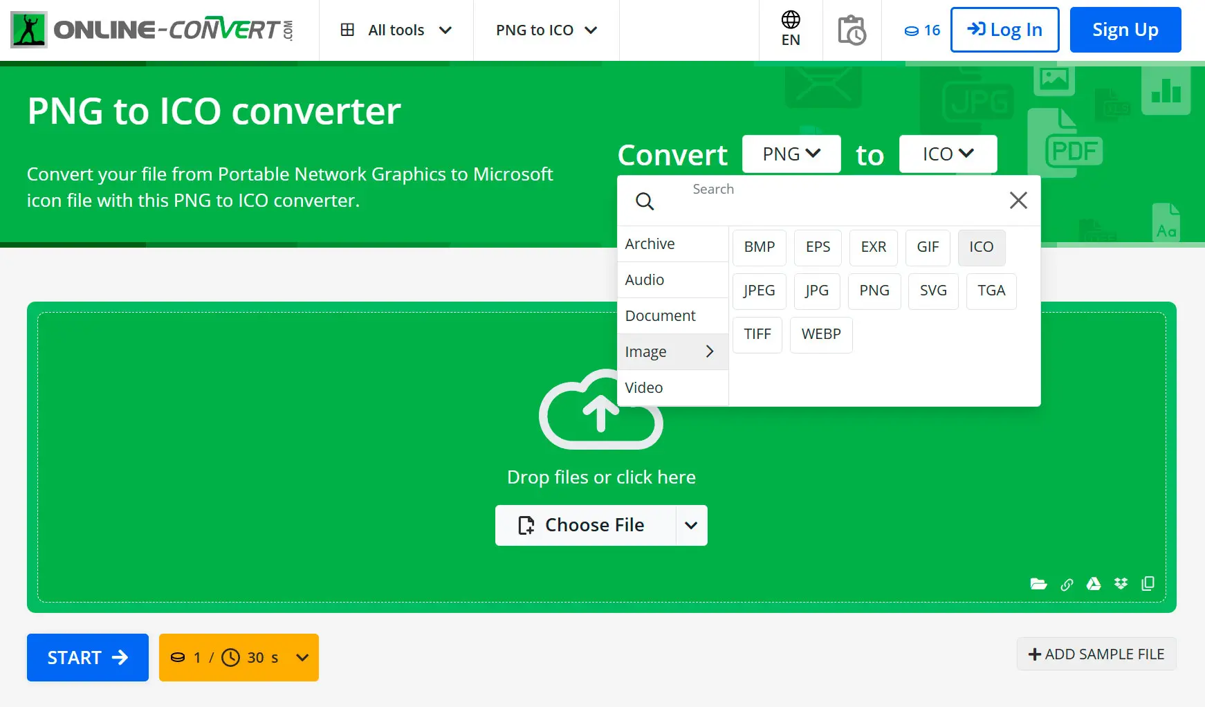 Online-Convert.com: crear icono desde png..