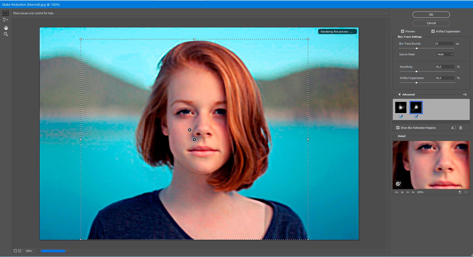 Seleccione las opciones Avanzadas en Photoshop..