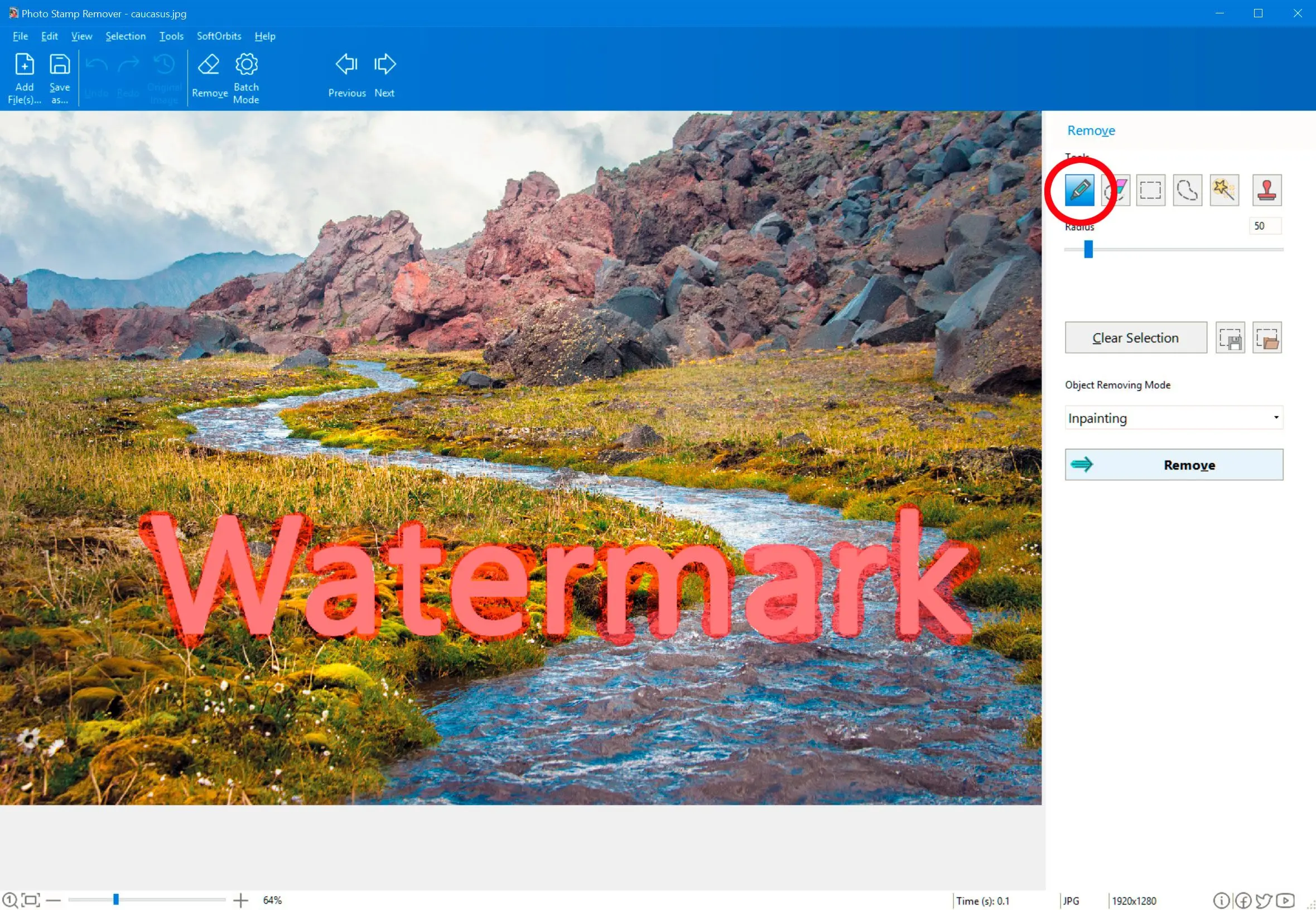 Herramienta de marcador para eliminar la marca de agua de iStock Photo..