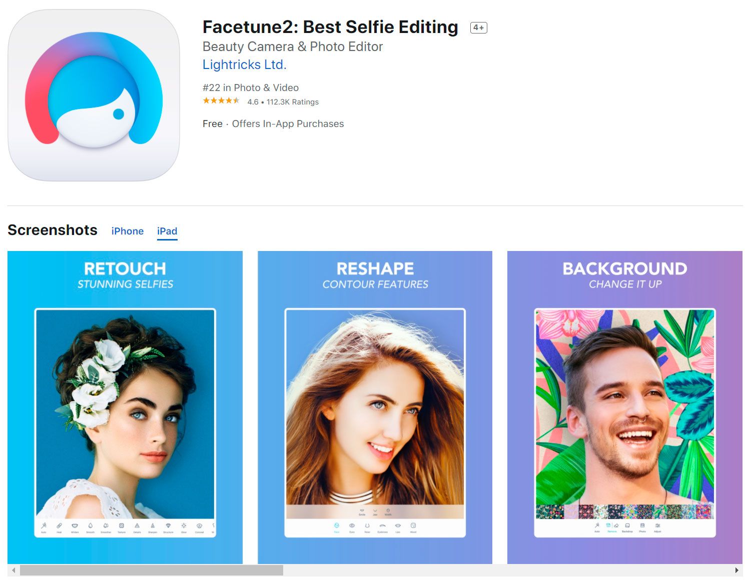 Facetune en AppStore..