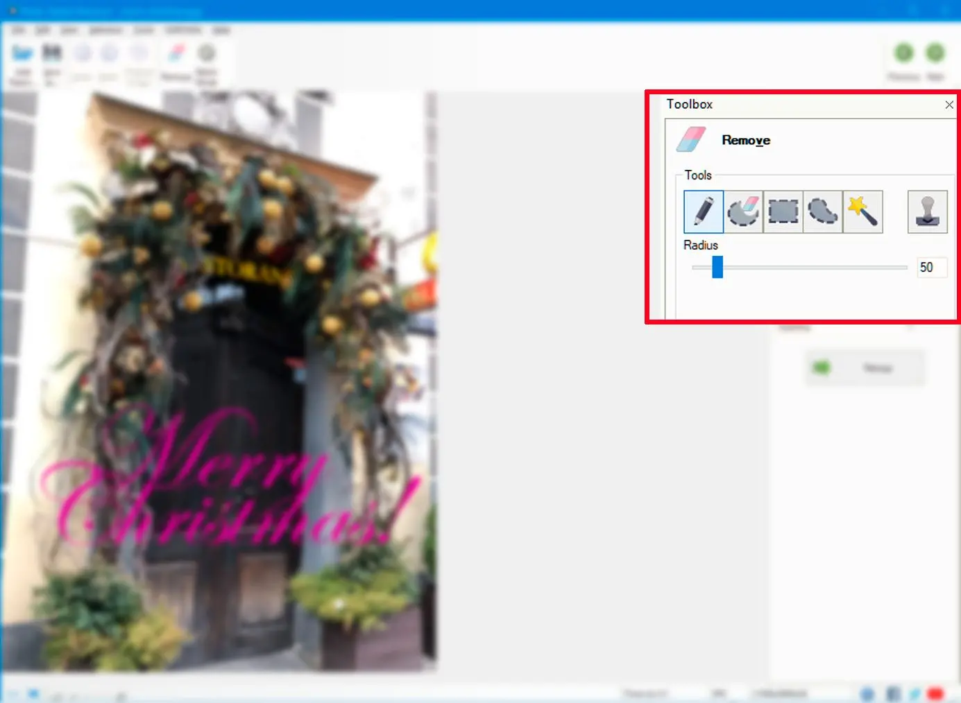 Seleccione la herramienta de marcador Photo Stamp Remover..