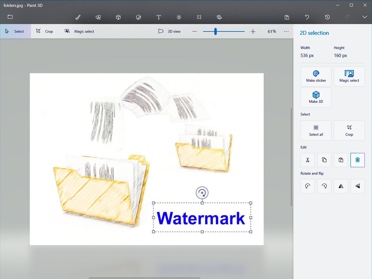 Eliminar marca de agua en Paint 3d..