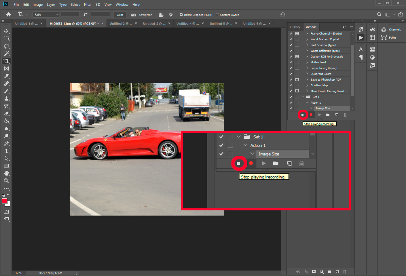 Guardar acción de redimensionamiento de imagen.