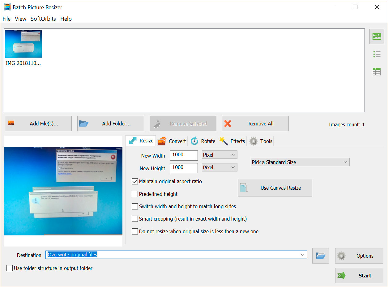 App para redimensionar múltiples fotos en Windows 11.