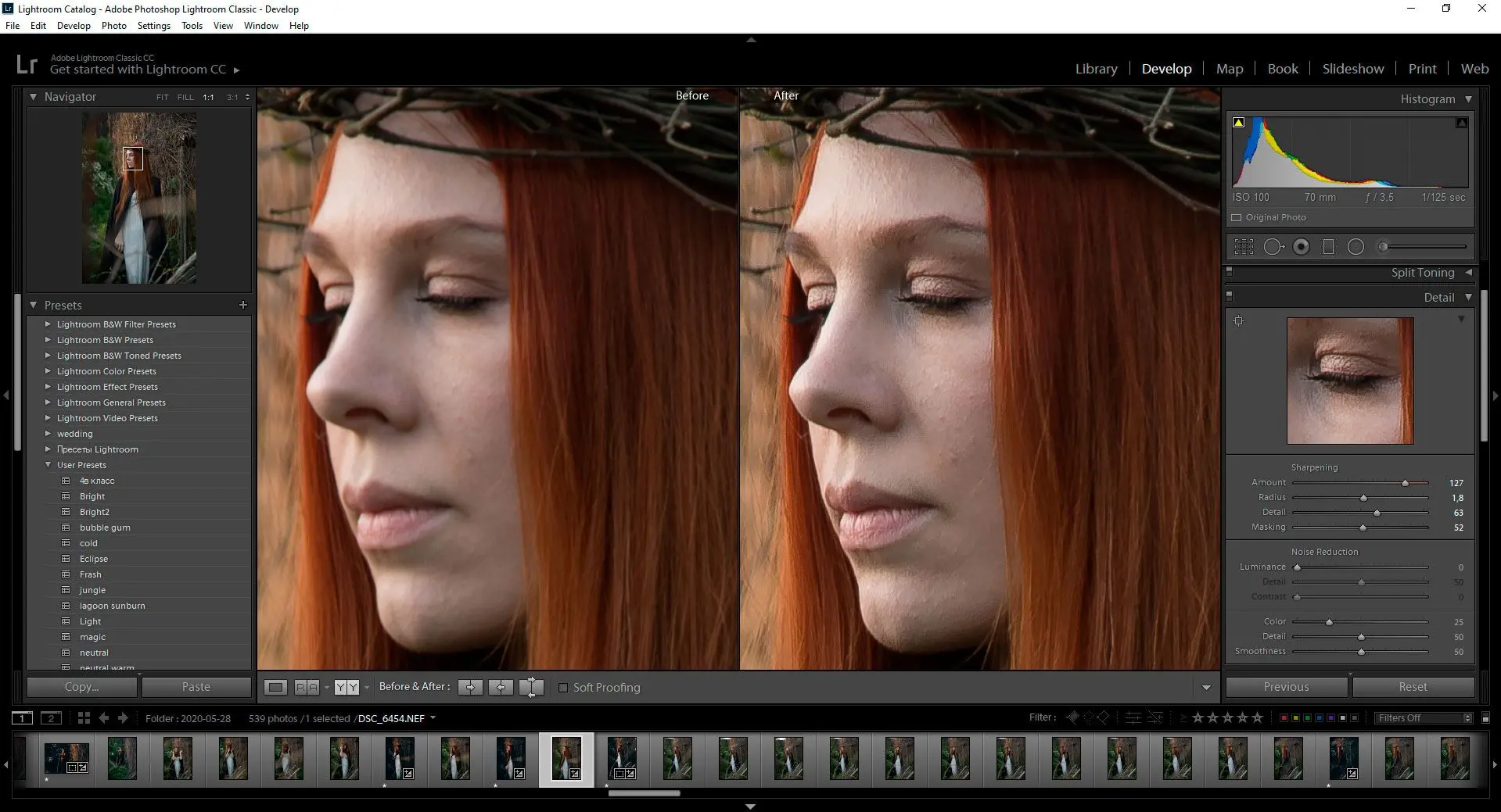 Resultado en Lightroom..