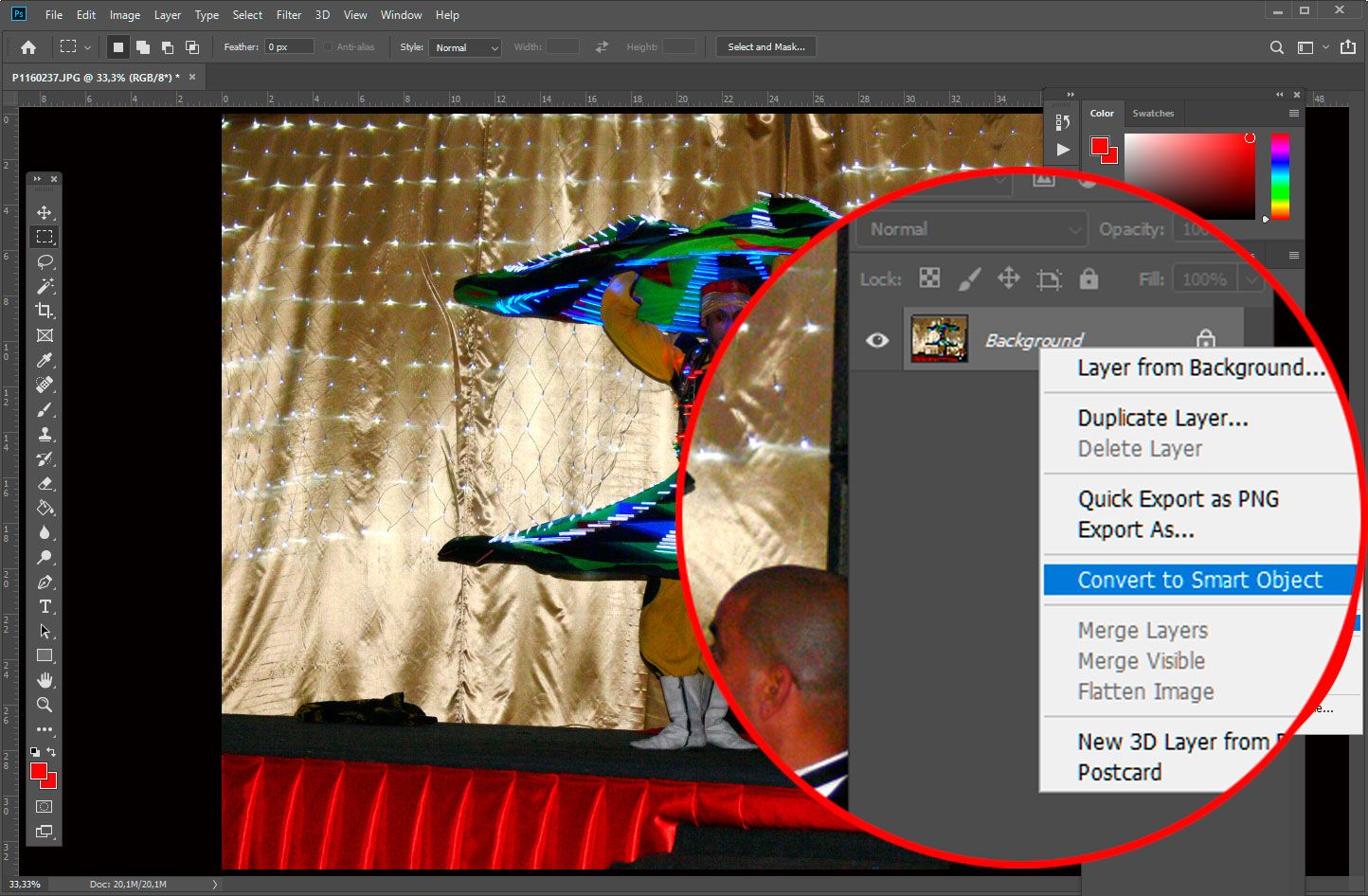 Convertir objeto inteligente en Photoshop..