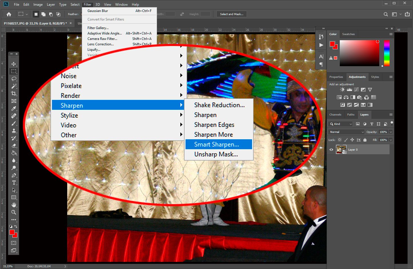 Abre Enfoque inteligente en Photoshop..