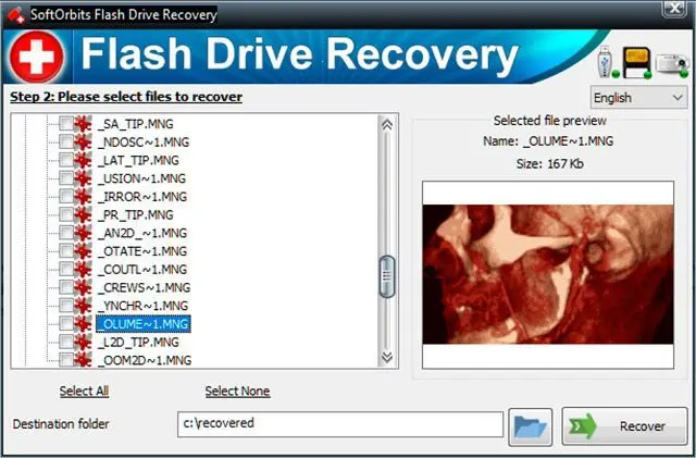 Visualización de archivos recuperados..