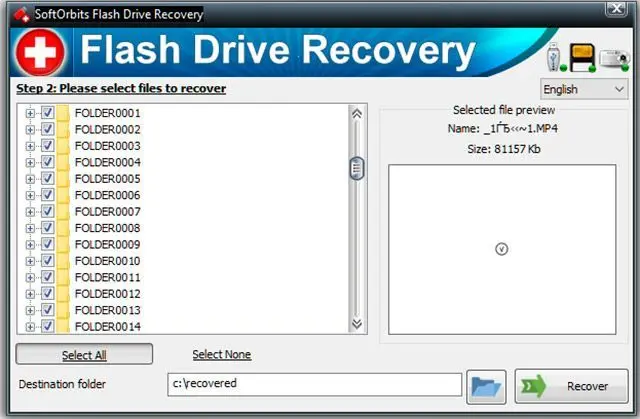 Visualización de archivos recuperados..