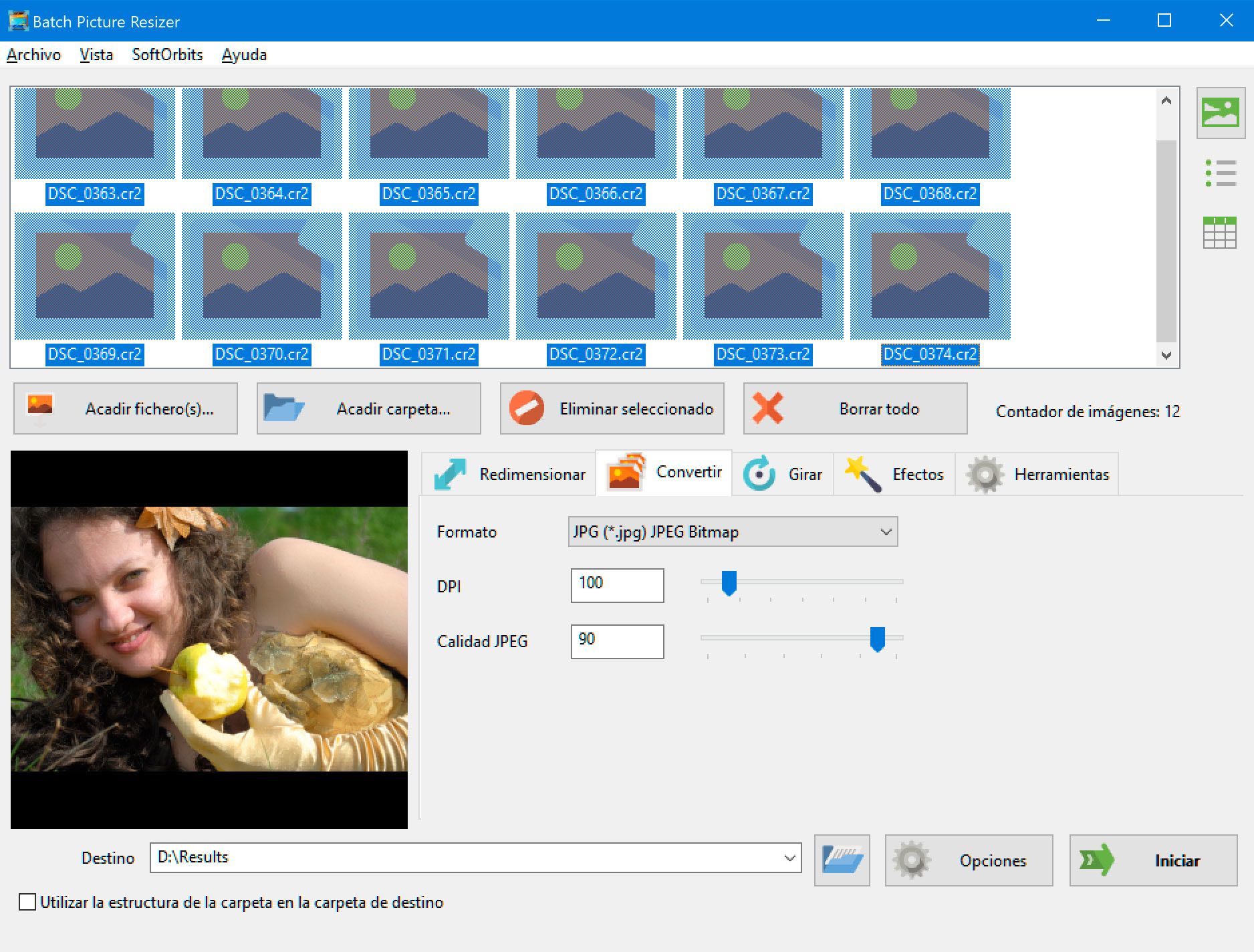 Transformar RAW a JPG por lotes..