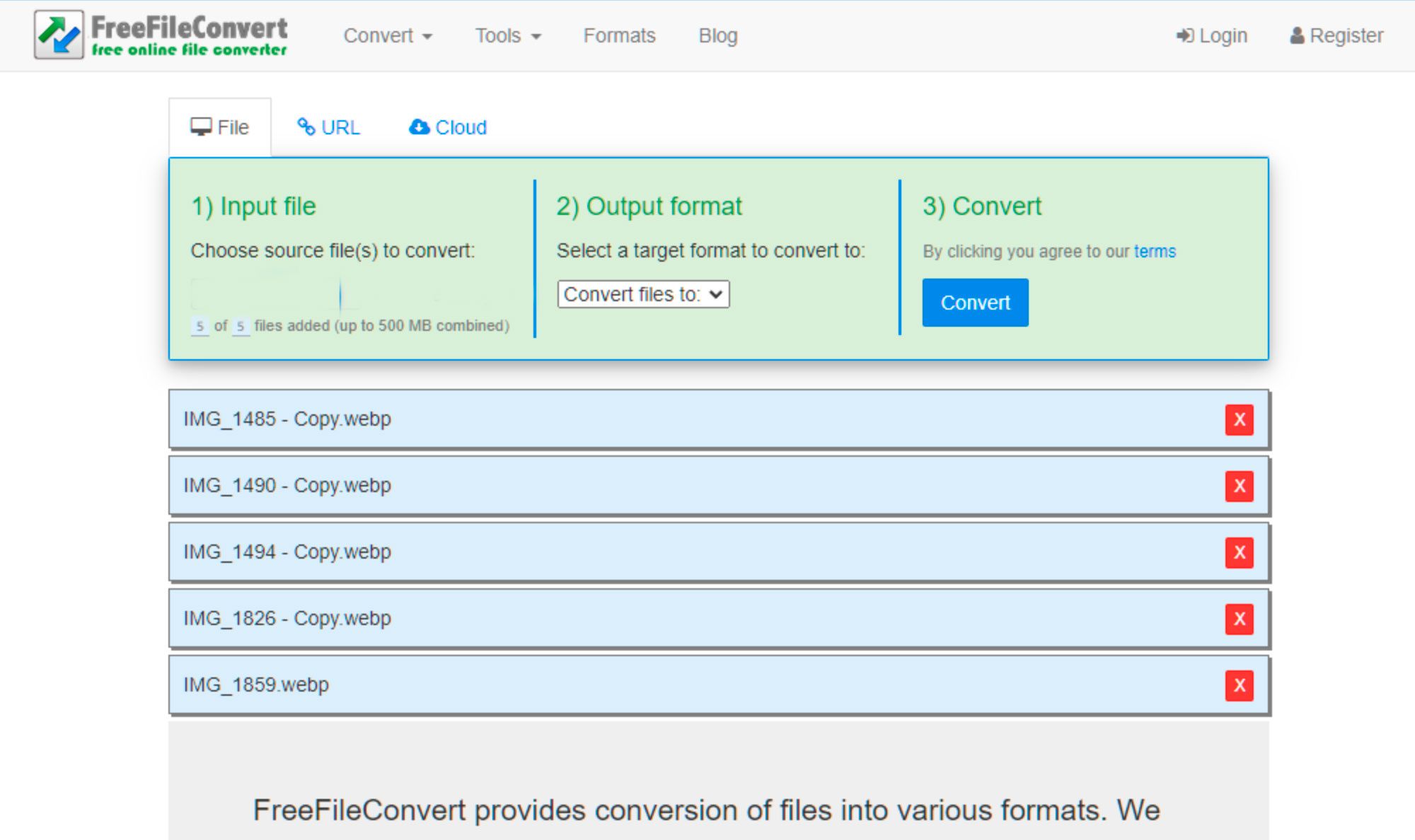 Selecciona el archivo webp que deseas convertir..