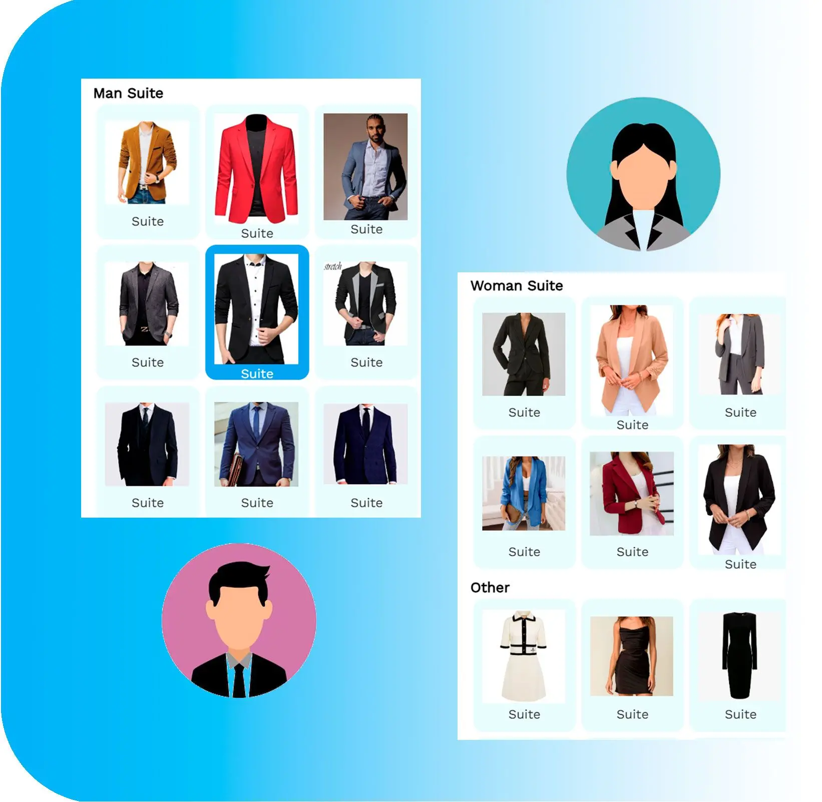 Colección de Blazers y Trajes para Hombres y Mujeres.