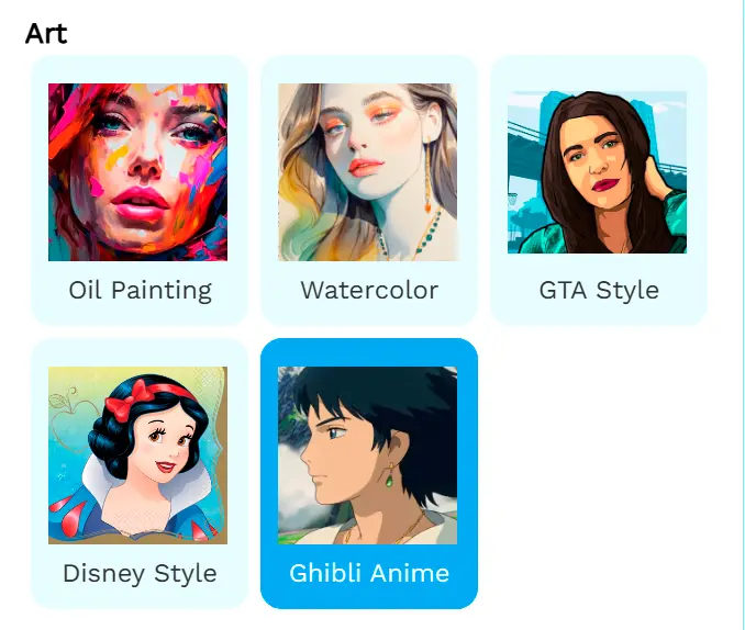 Elija un ajuste preestablecido de Ghibli.