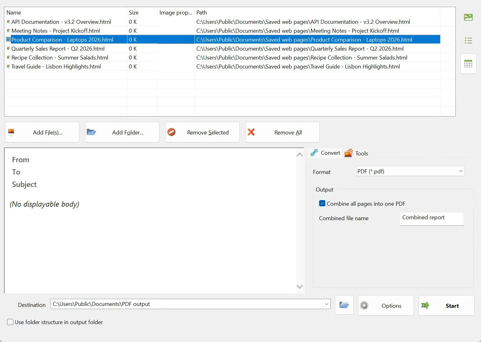 Batch HTML to PDF Converter Capturas de pantalla.