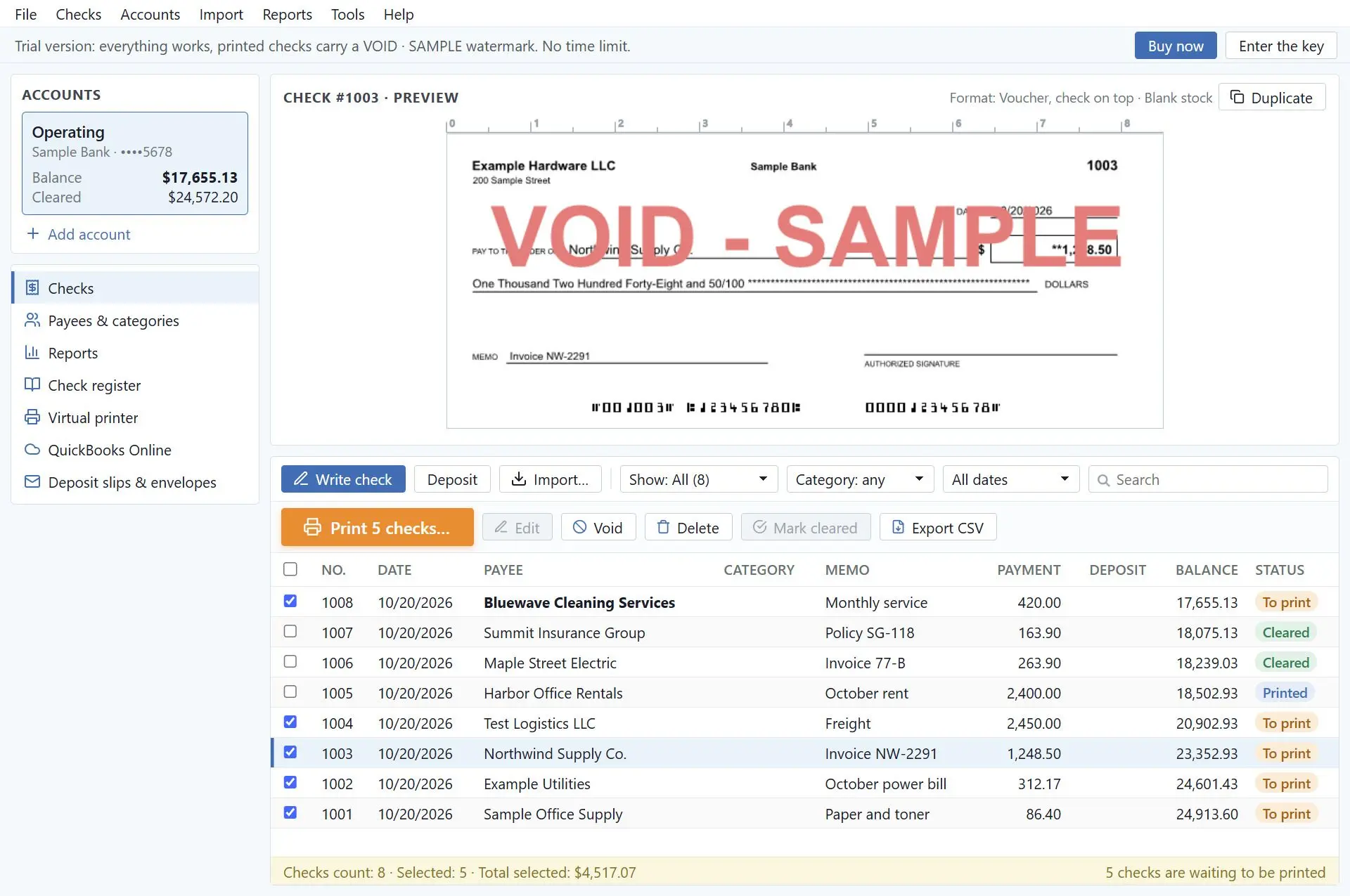 CheckSprint - Check Printing Software for Payroll, Personal, Business Captura de pantalla.