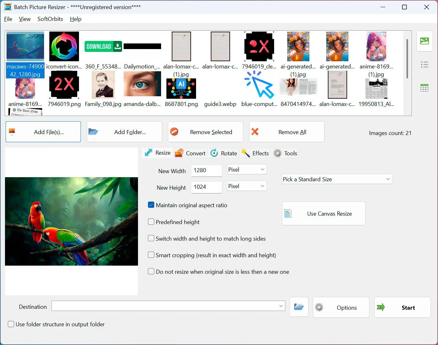 Batch Picture Resizer: Capturas de pantalla.