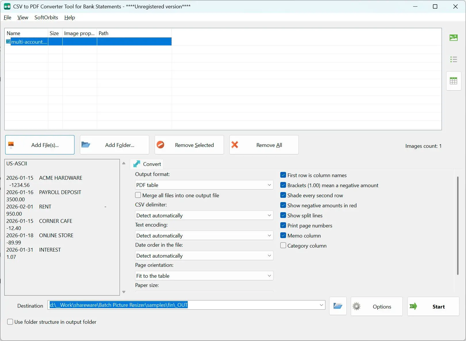 CSV to PDF Converter Capturas de pantalla.