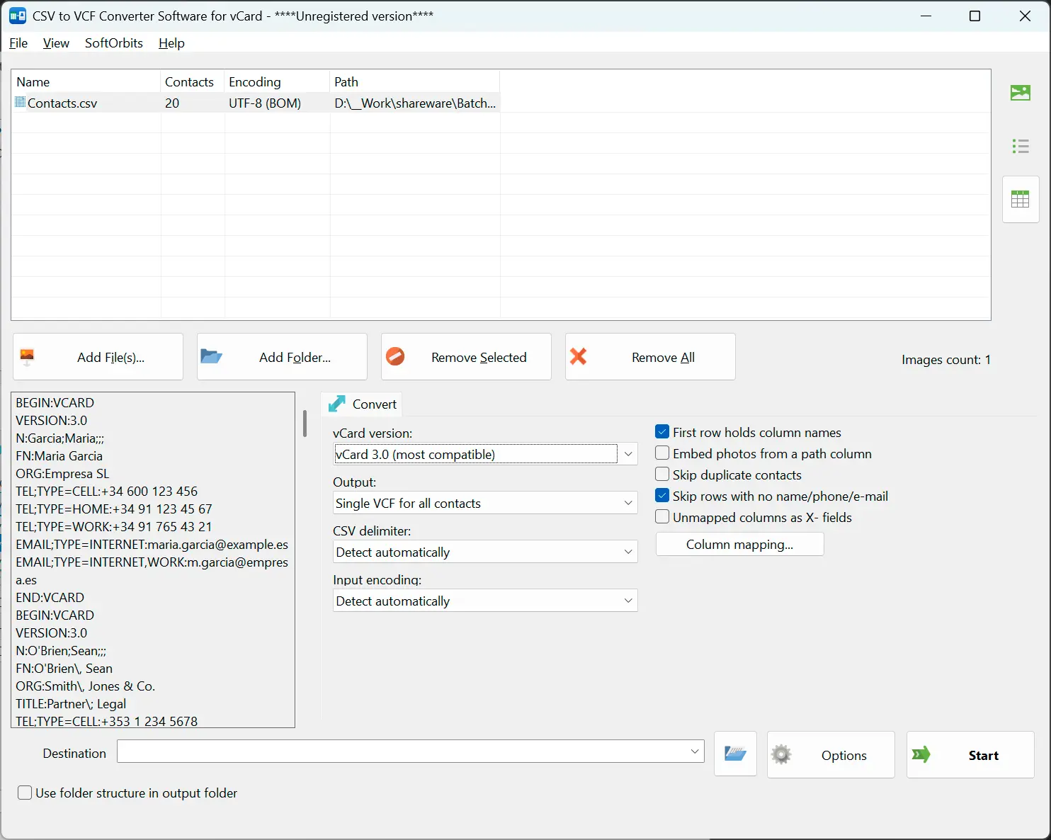 CSV to VCF Converter Software for vCard Capturas de pantalla.
