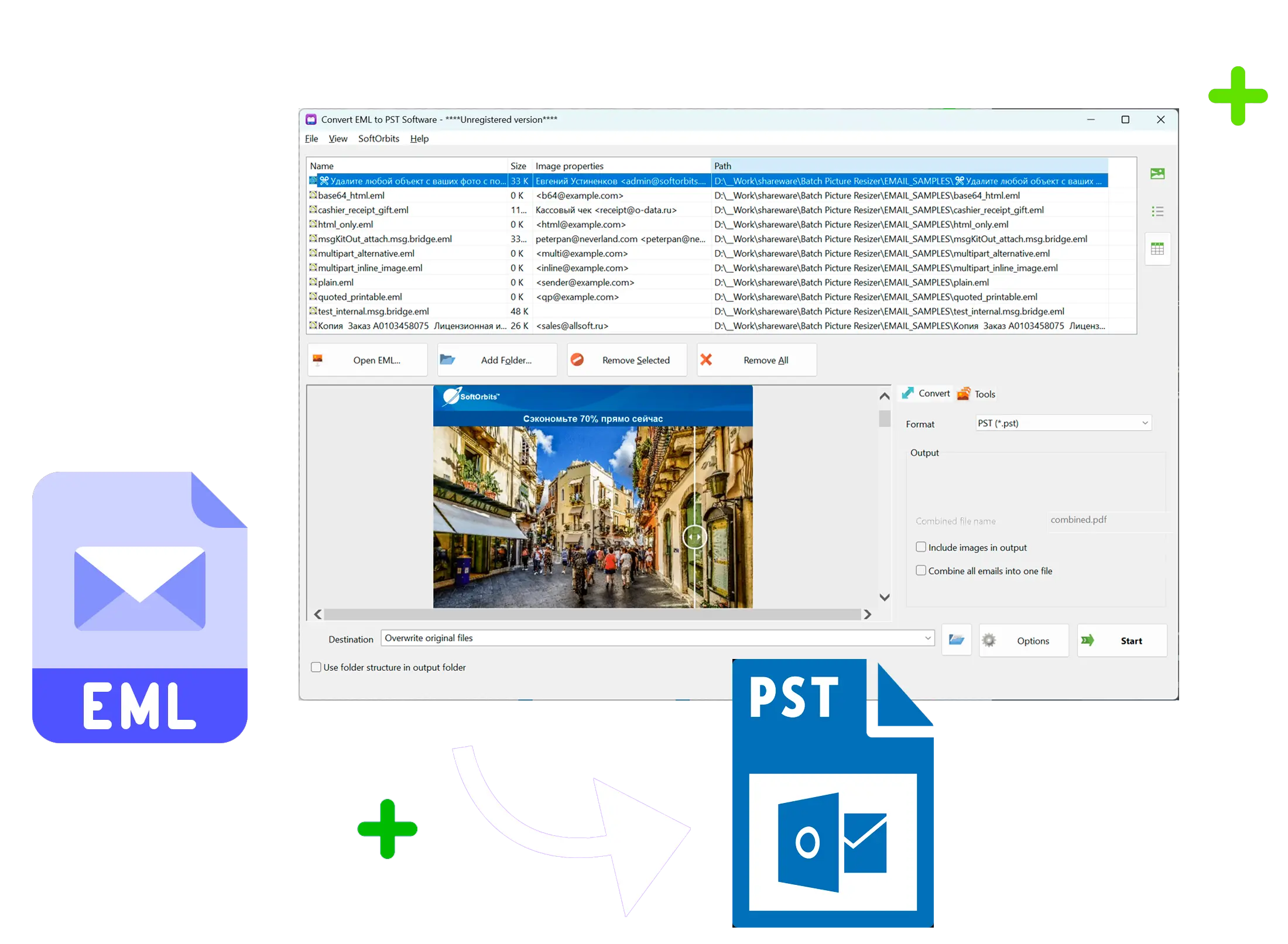EML to PST Converter Software Capturas de pantalla.