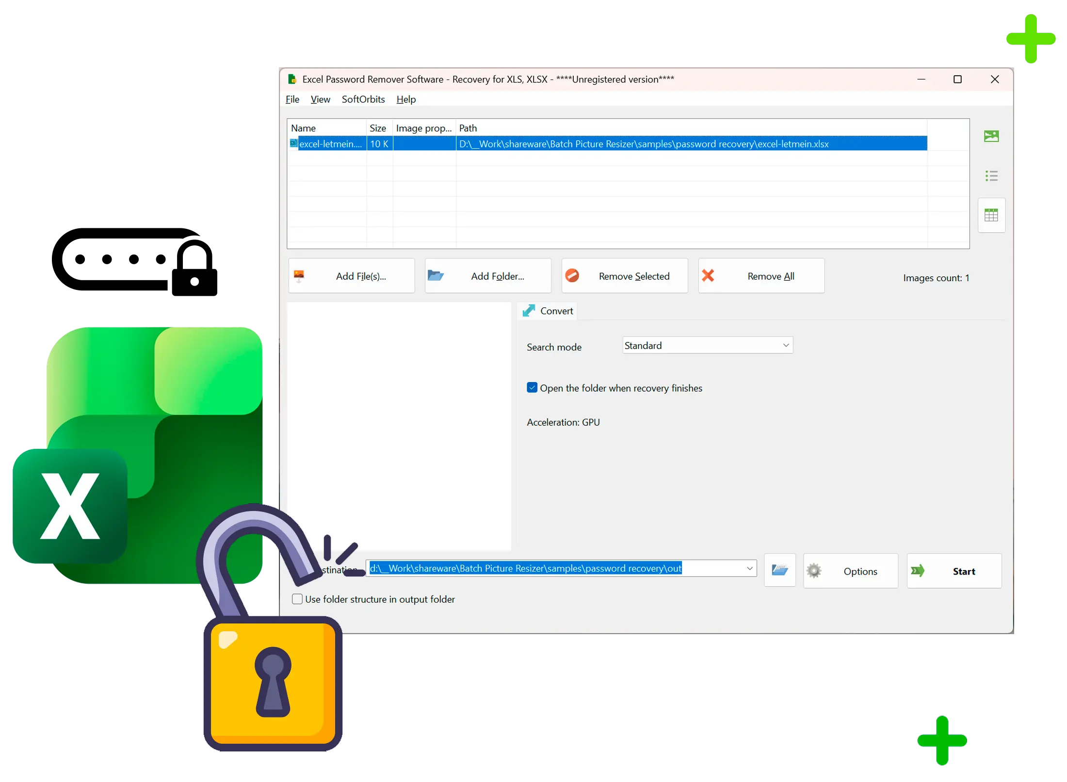 Excel Password Recovery Capturas de pantalla.