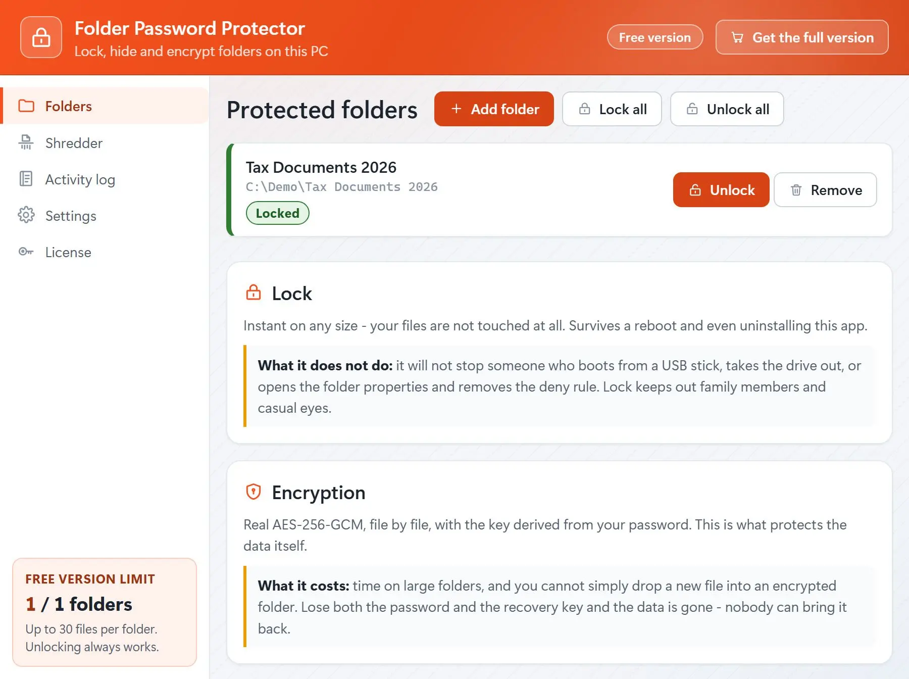 Folder Password Protector Capturas de pantalla.