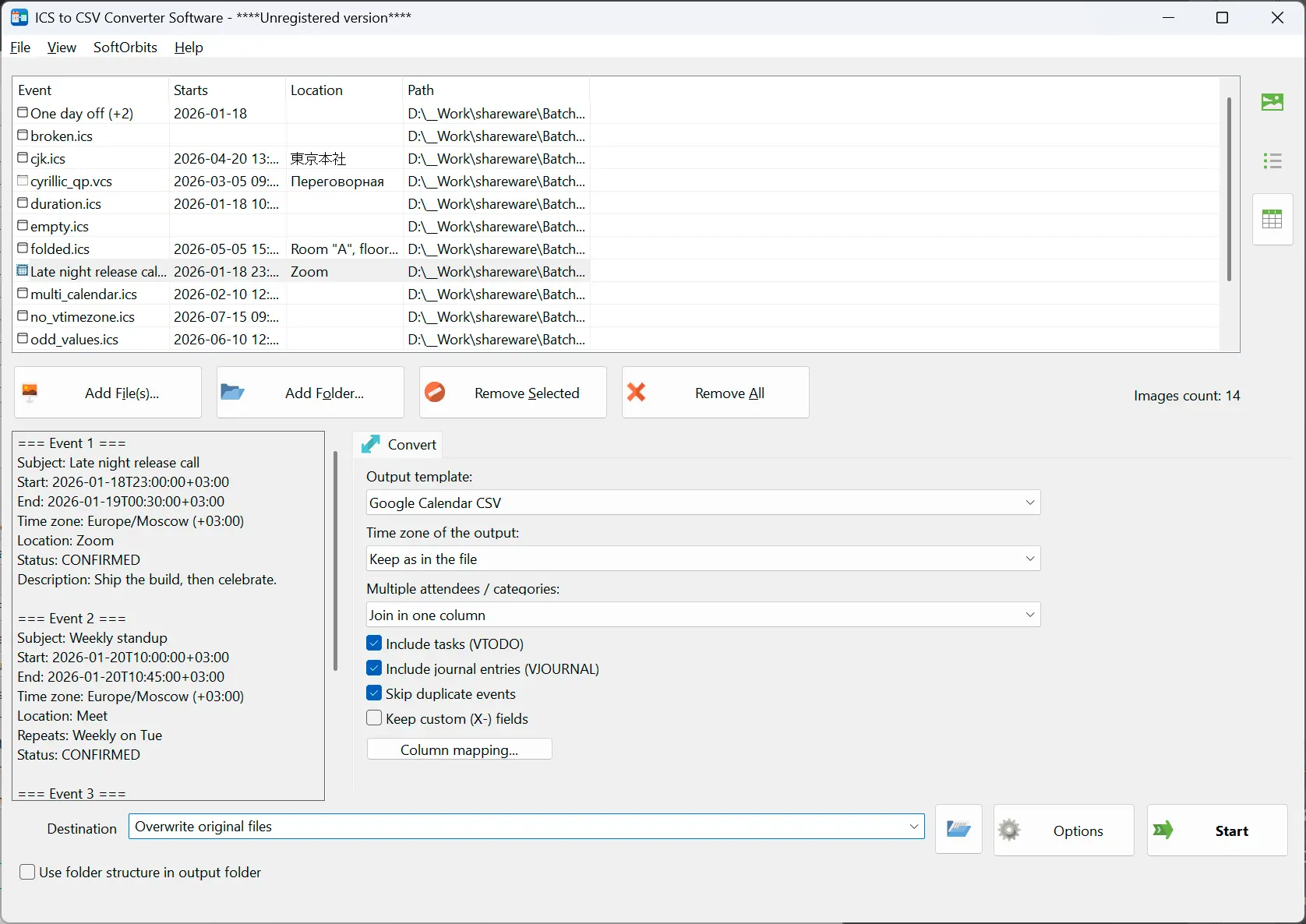 ICS to CSV Converter Capturas de pantalla.