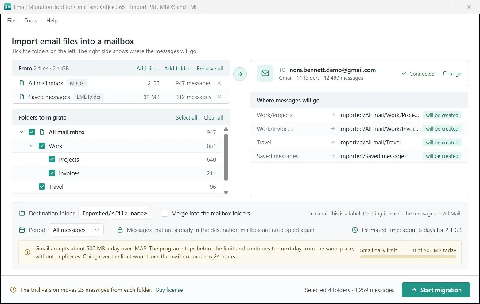 Email Migration Tool for Gmail and Office 365 - Import PST, MBOX and EML Capturas de pantalla.