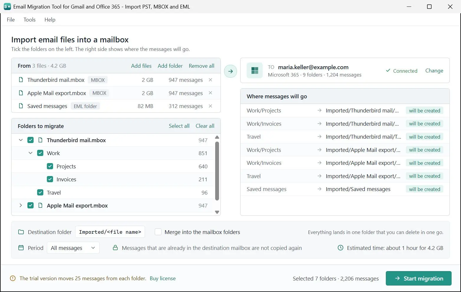 Email Migration Tool for Gmail and Office 365 - Import PST, MBOX and EML Capturas de pantalla.