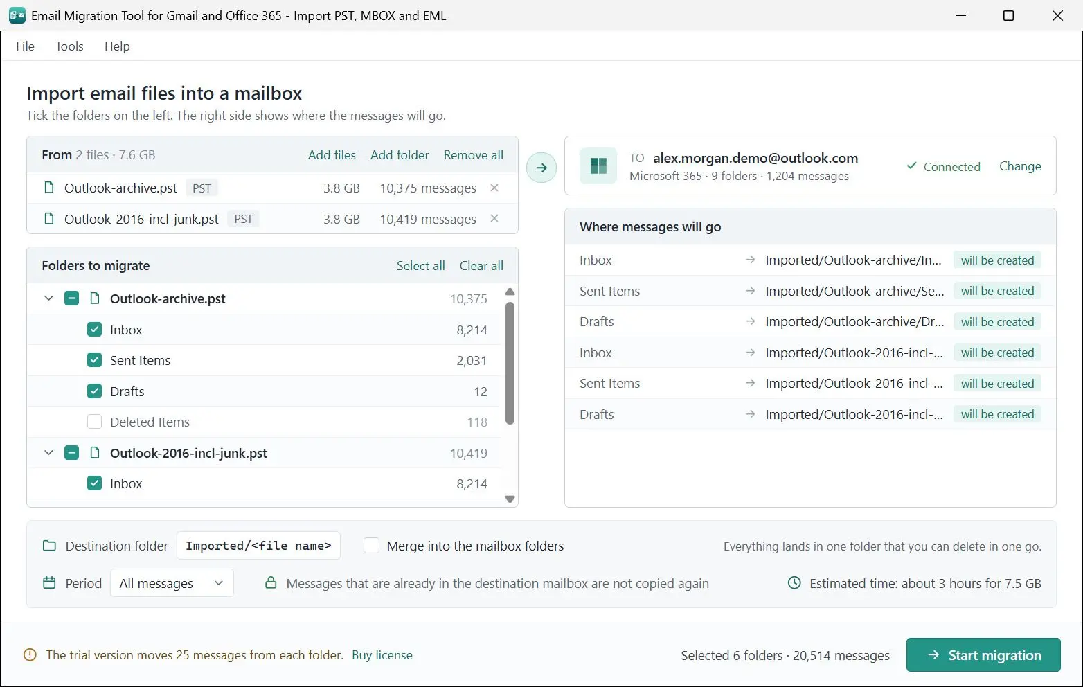 Email Migration Tool for Gmail and Office 365 - Import PST, MBOX and EML Capturas de pantalla.