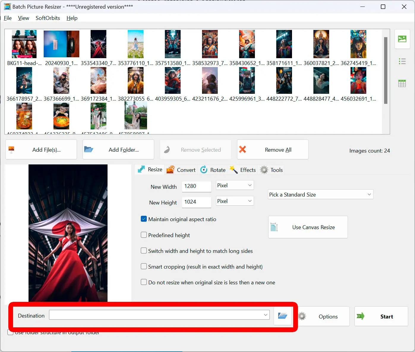 Especifique la carpeta de salida.