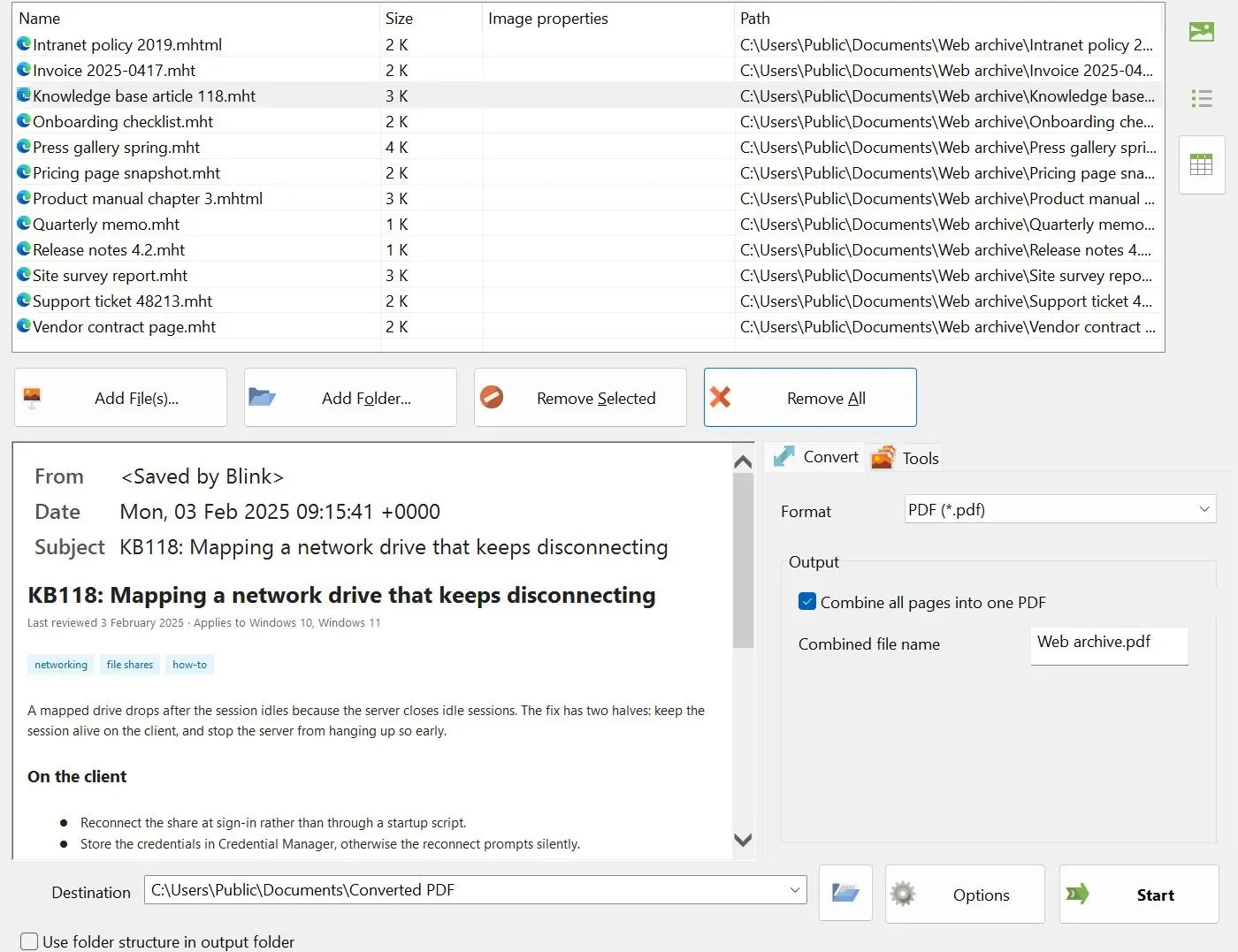 MHTML to PDF Converter Capturas de pantalla.