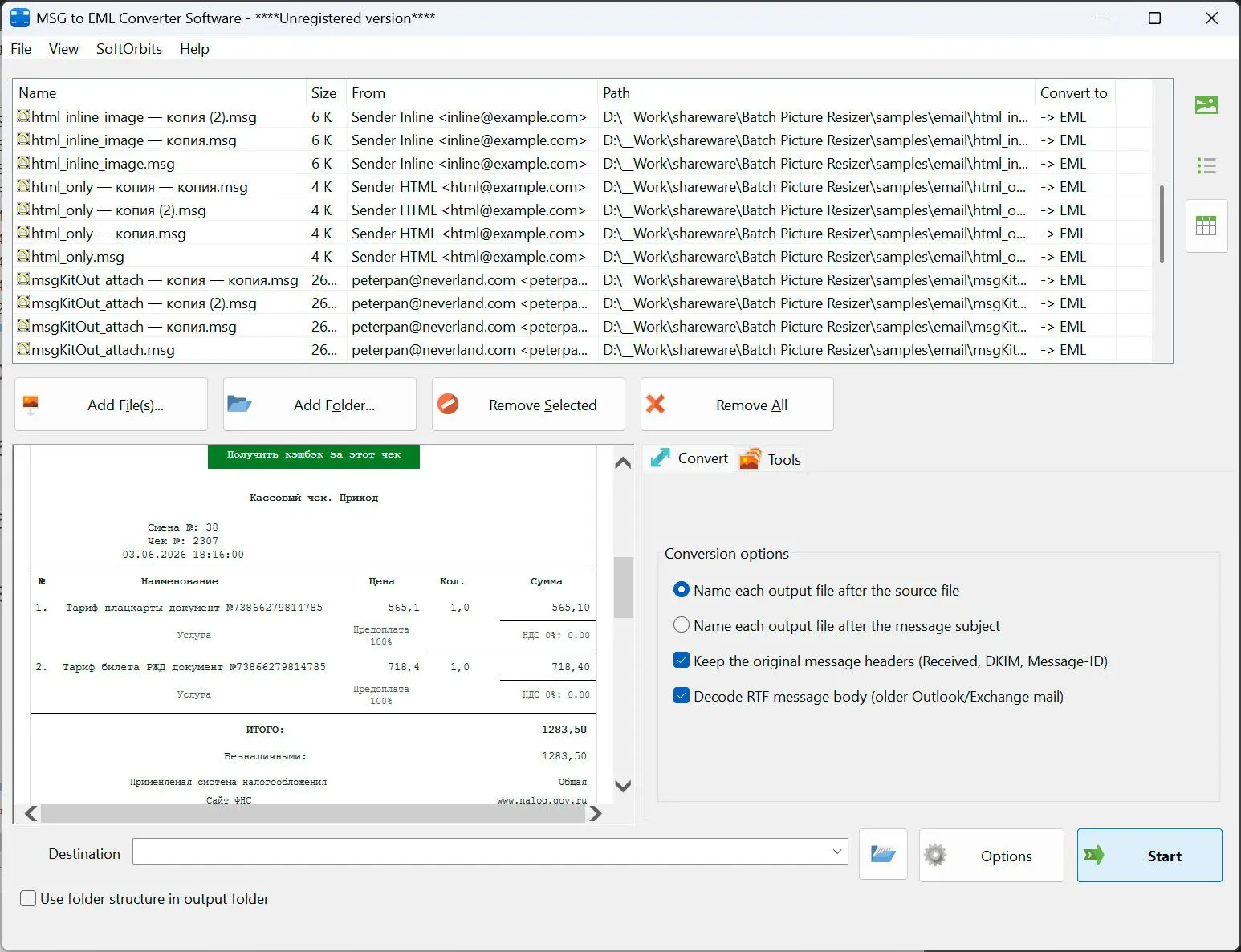 MSG to EML Converter Software Capturas de pantalla.