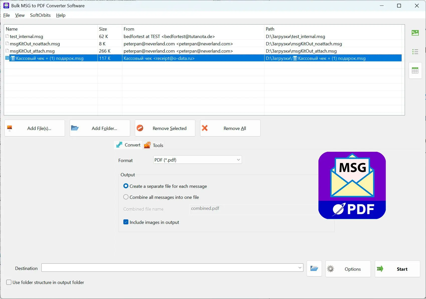 MSG to PDF Converter Software Capturas de pantalla.