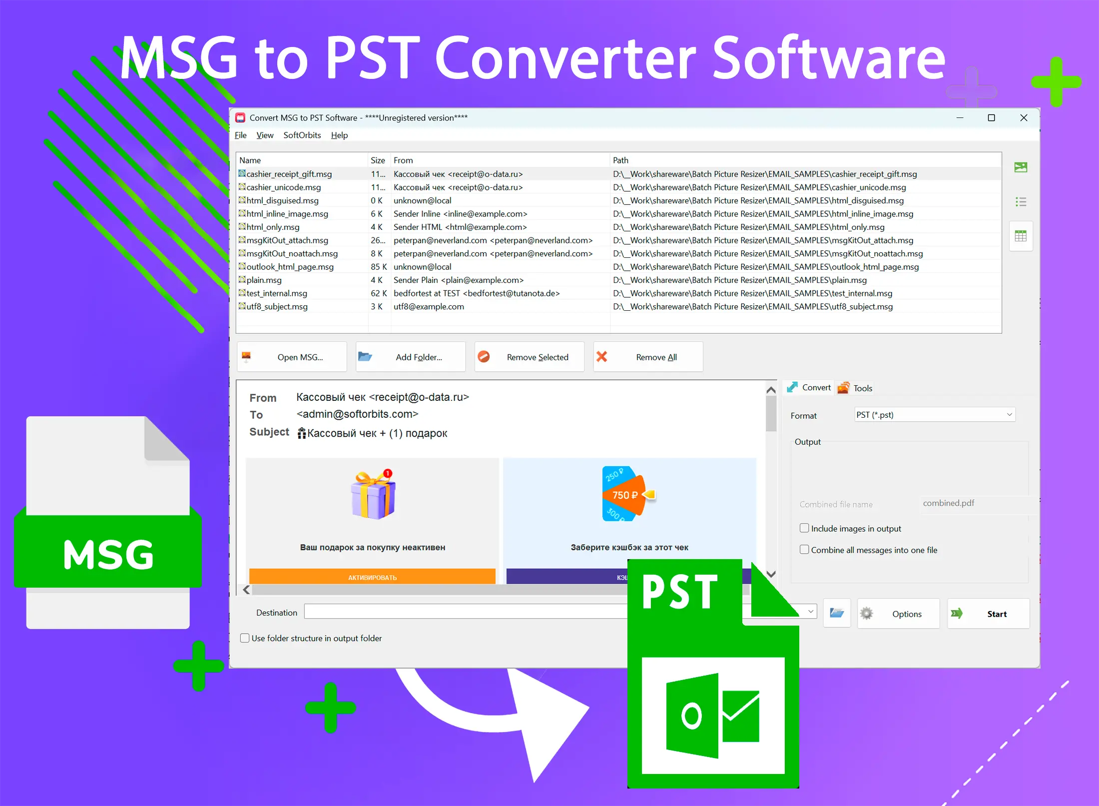 MSG to PST Converter Software Capturas de pantalla.