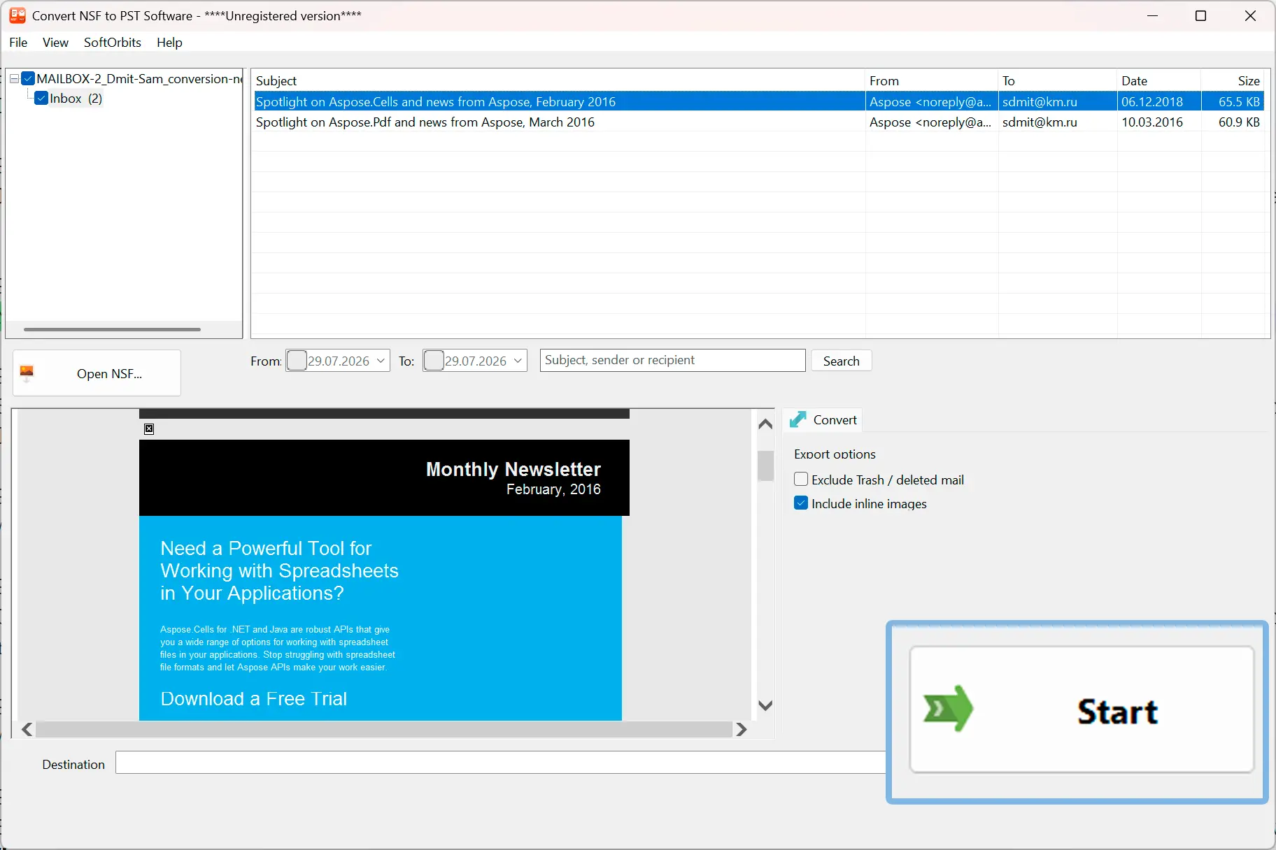 Escriba el PST y ábralo en Outlook.