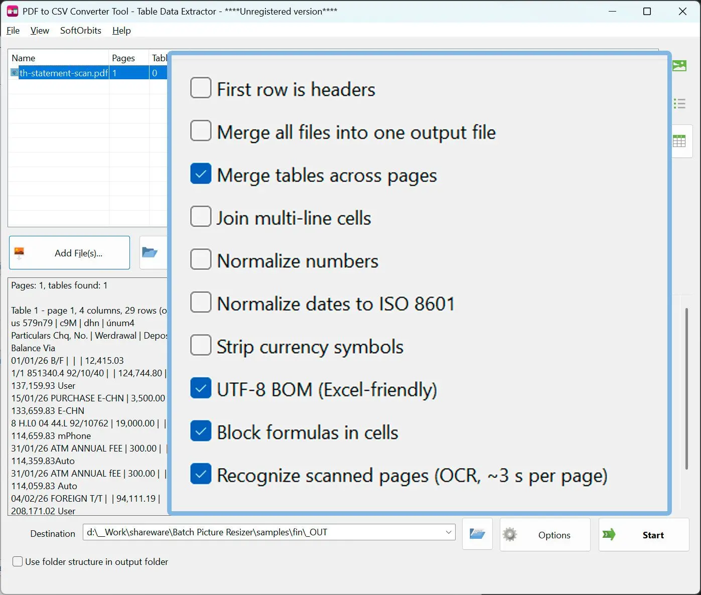 Defina el formato del archivo CSV.