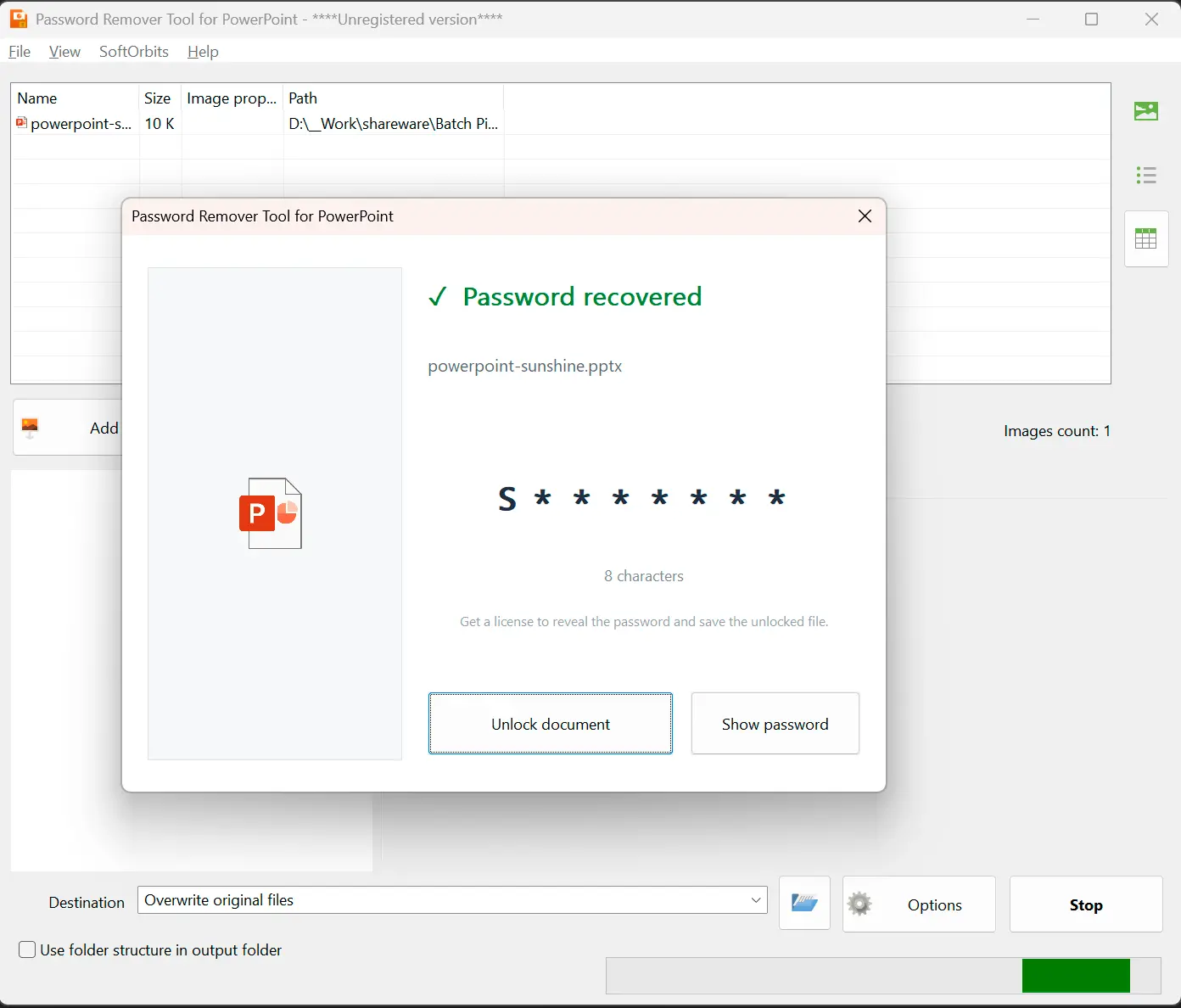 Password Remover Tool for PowerPoint Capturas de pantalla.