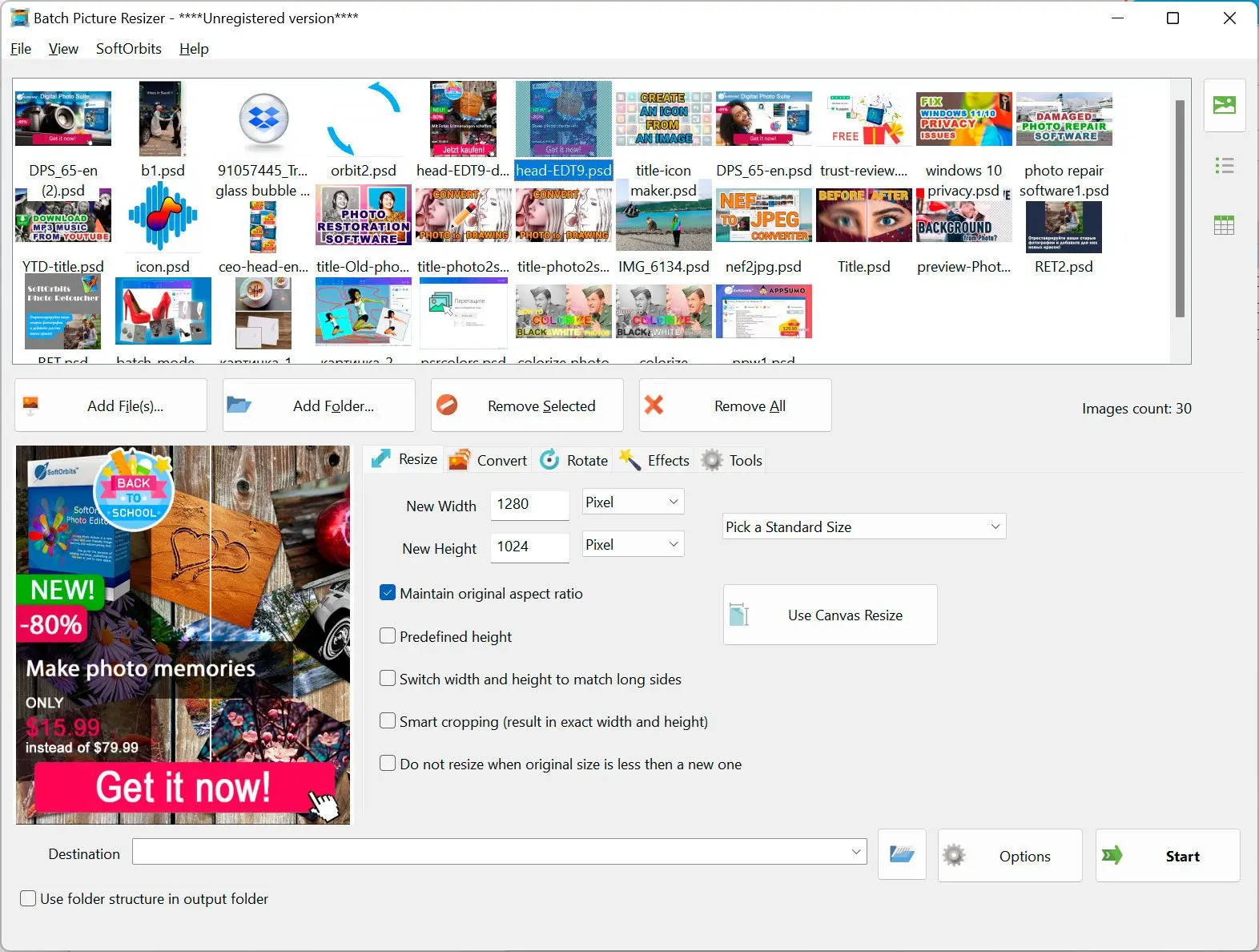 Añada sus archivos PSD.