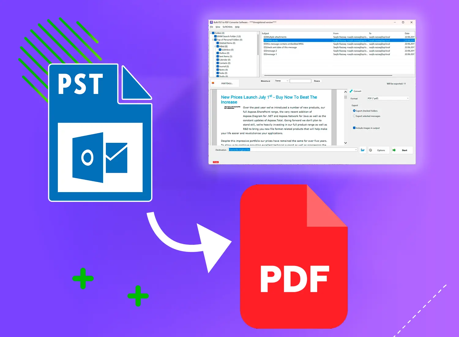 Lo que obtiene con el <span class="bold">Convertidor de PST a PDF</span>.
