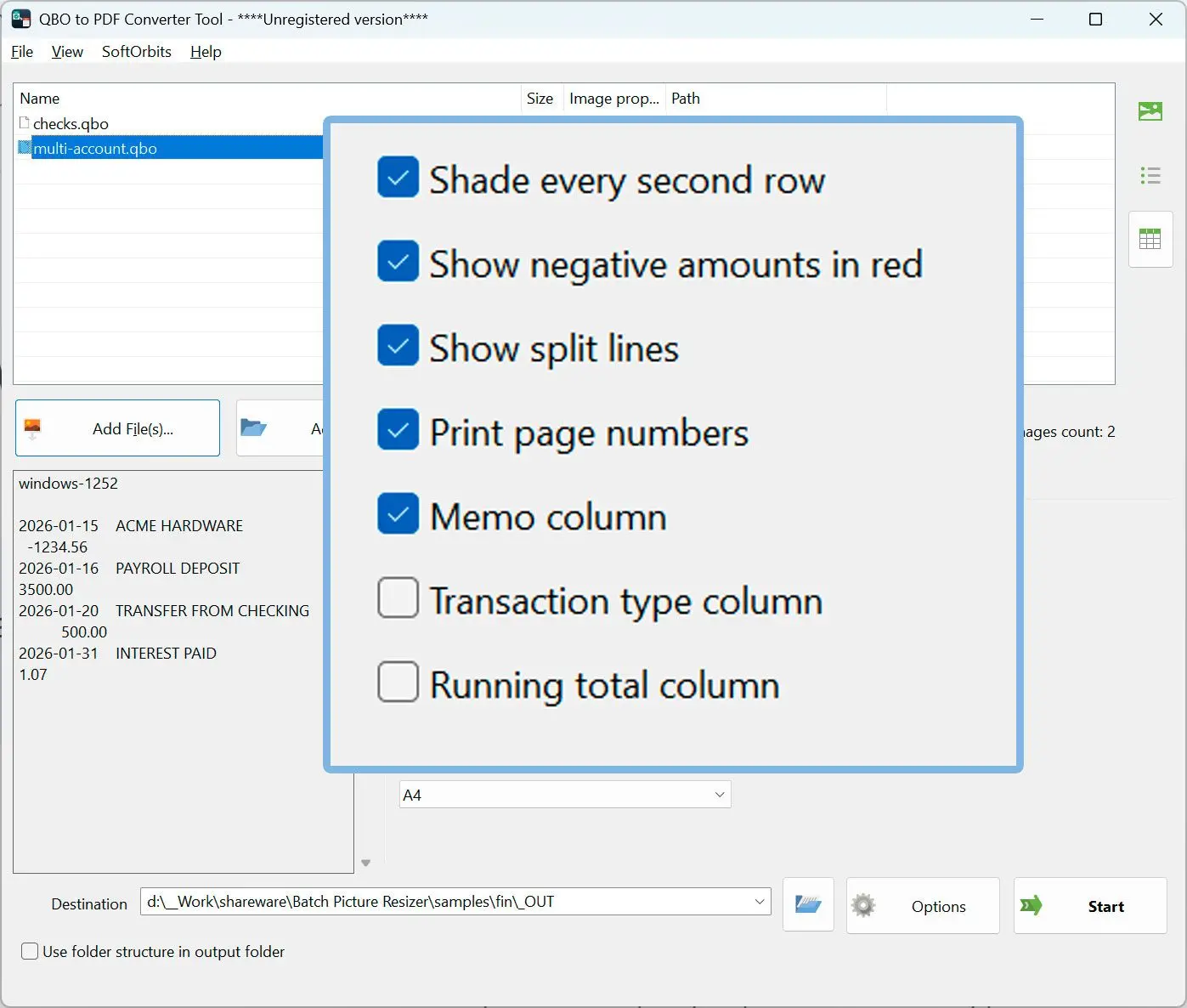 Seleccione PDF, defina el formato de fecha y guarde.