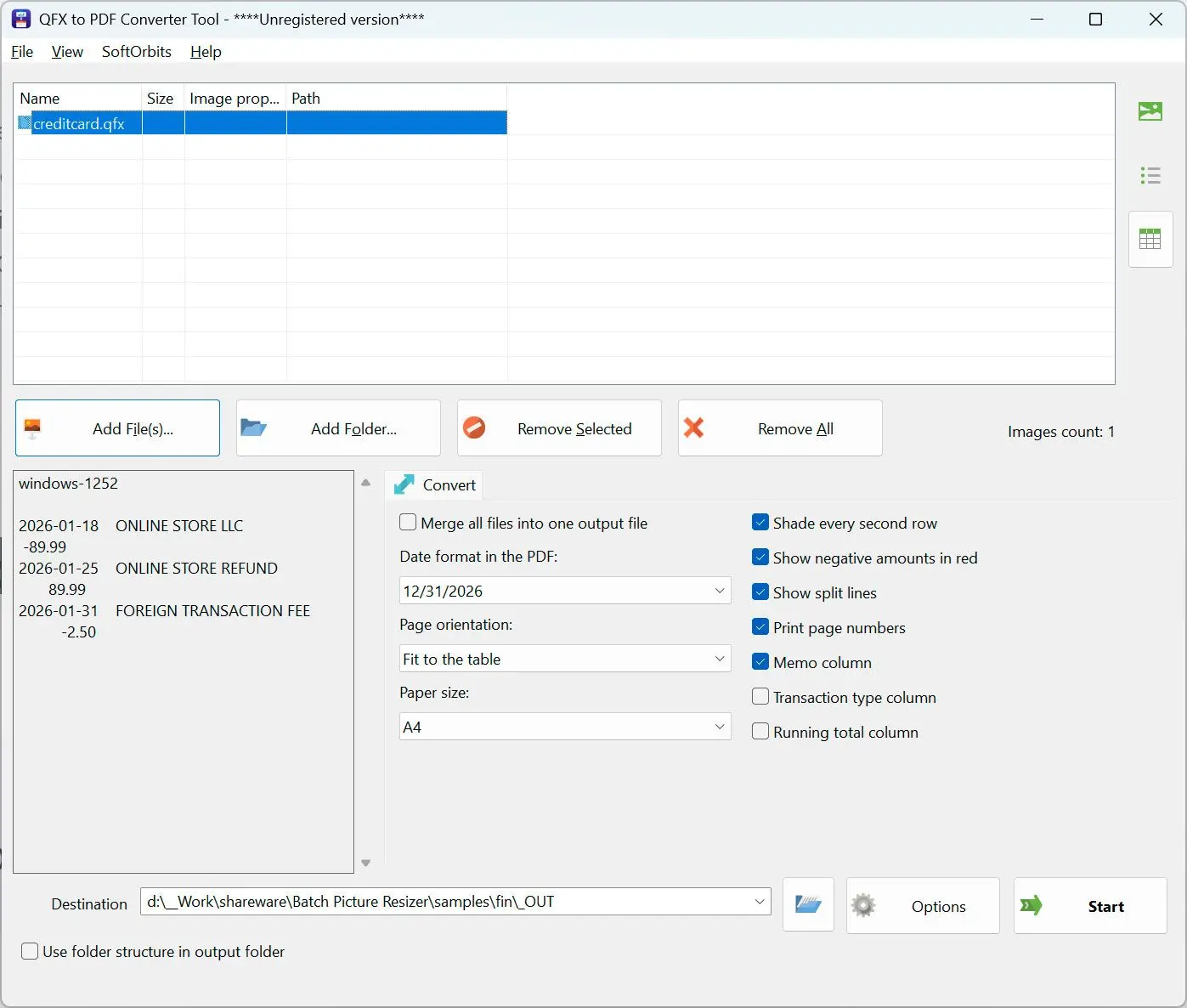 QFX to PDF Converter Capturas de pantalla.