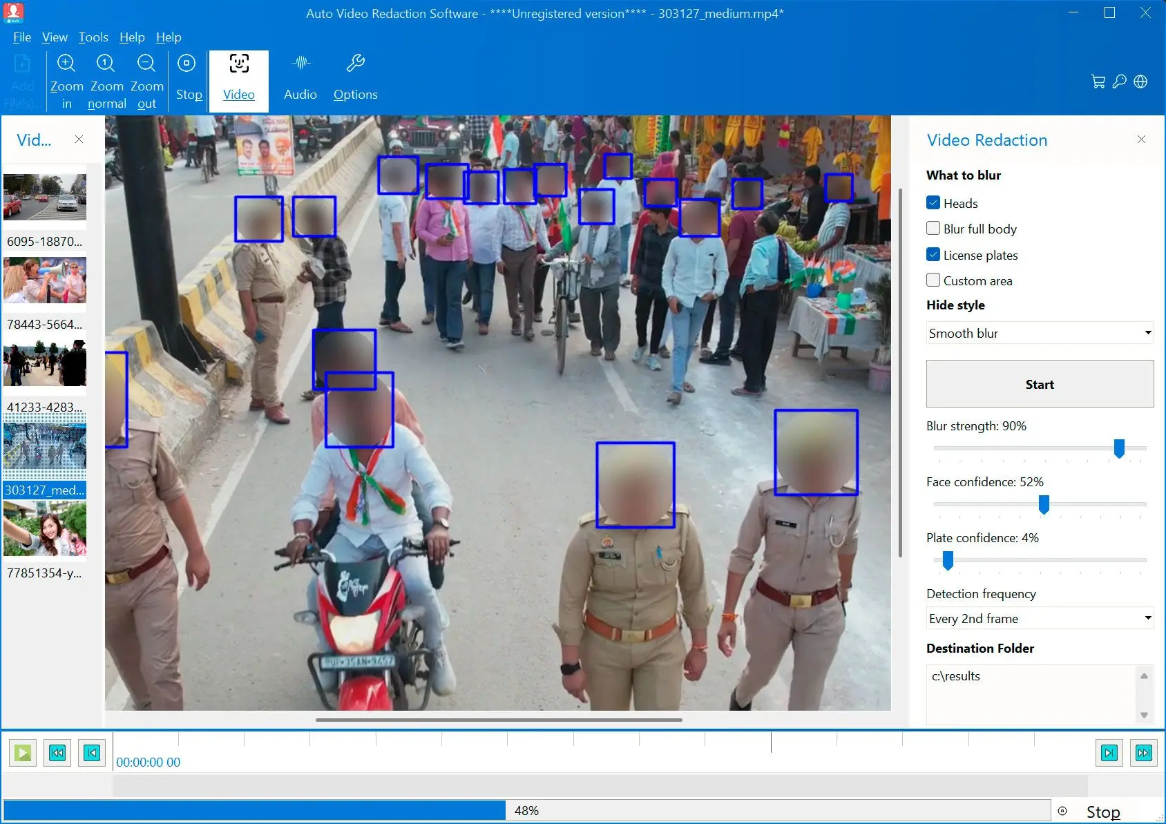 Censurar un solo video o ejecutar en modo por lotes.